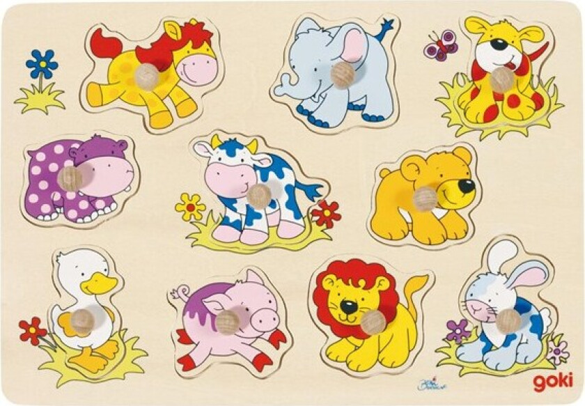 Wooden Stud Puzzle Animals Baby Tre