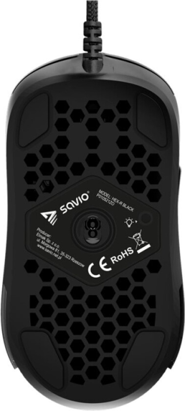 SAVIO HEX-R - Mus - kablet - USB - svart - hengeboks