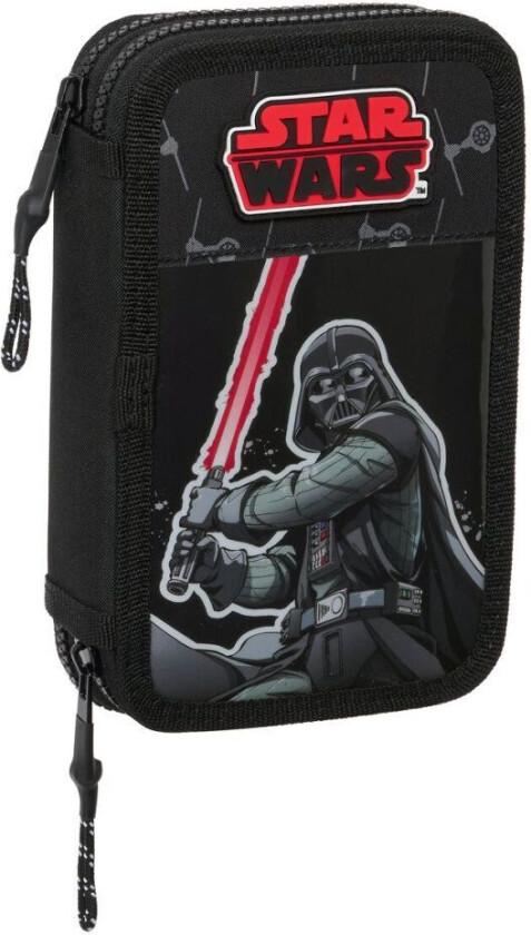 Dobbelt pennal Star Wars The fighter Svart 12,5 x 19,5 x 4 cm (28 deler)
