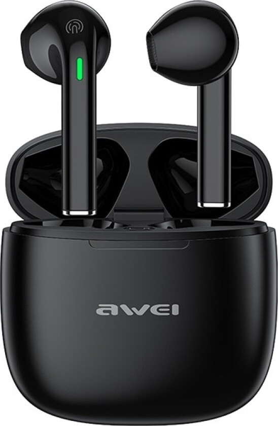 AWEI Bluetooth 5.3 T50 Pro TWS-hodetelefoner + dokkingstasjon svart/svart
