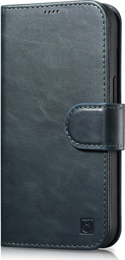 iCarer Oil Wax Lommebokveske 2-i-1 iPhone 14-deksel Leather Flip Cover Anti-RFID Blå (WMI14220721-BU)
