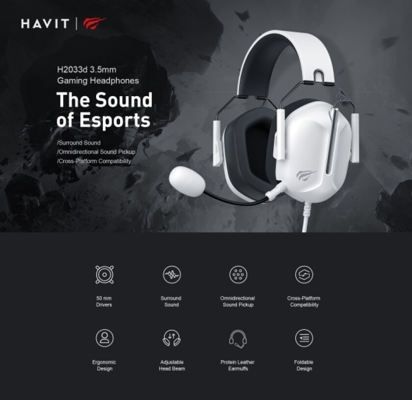 HAVIT H2033d gaming headphones (white and black)