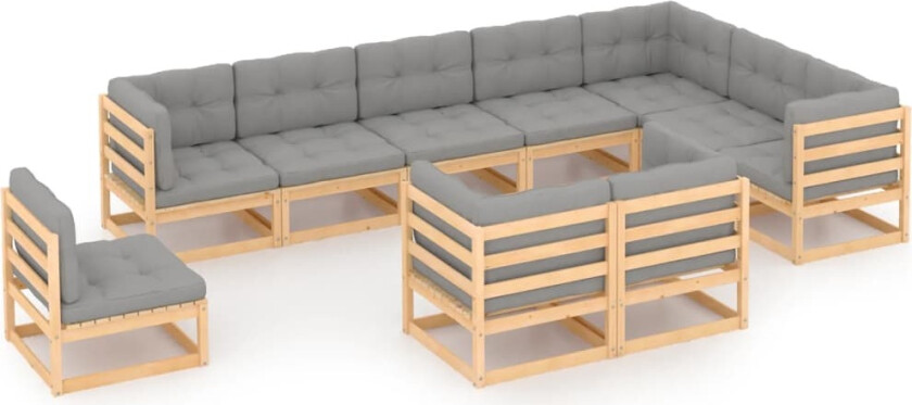 Hagesofagruppe med puter 10 deler heltre furu
