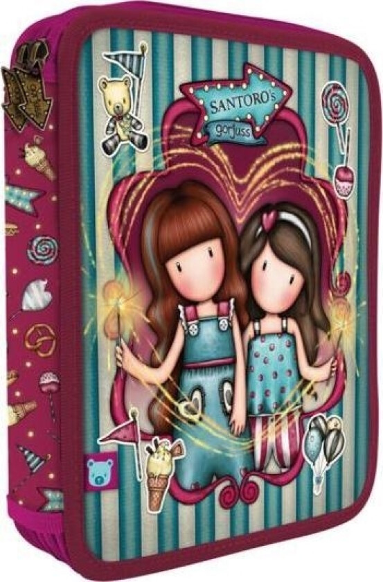 Dobbel pennal Gorjuss Fireworks Rødbrun (46 deler)