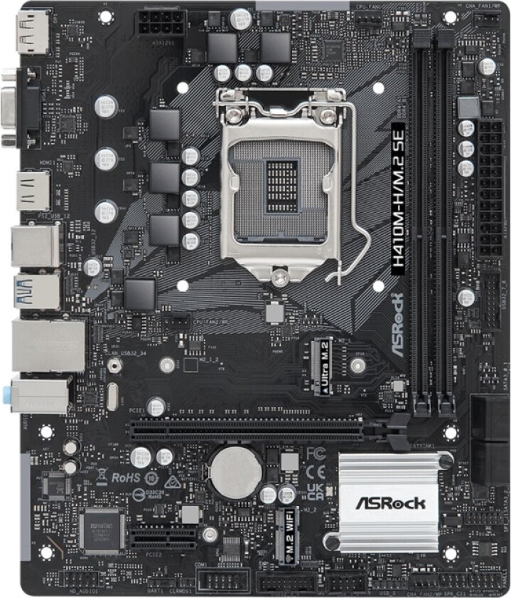H410M-H/M.2 SE - Hovedkort - mikro ATX - USB 3.2 Gen 1 - innbygd grafikk (CPU kreves) - HD-lyd (8-kanalers)