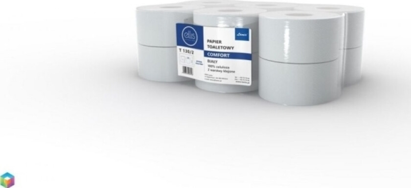 Jumbo hvitt toalettpapir Comfort T130/2 100% Cellulose 1 stk.