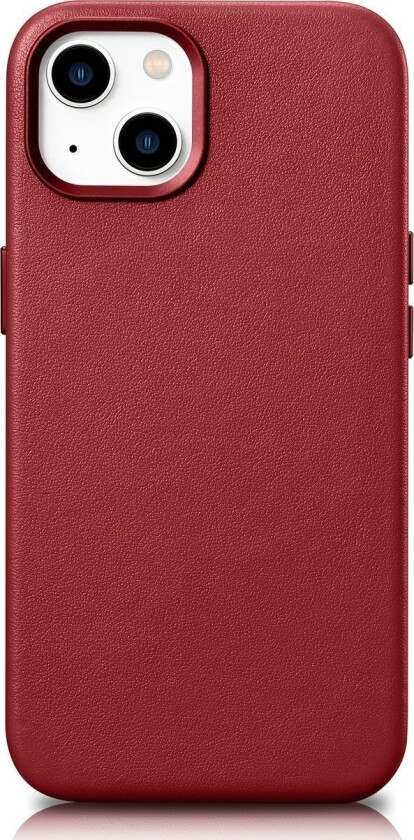 iCarer Deksel iCarer Deksel i ekte skinn Deksel for iPhone 14 Plus Rød (kompatibel med MagSafe)