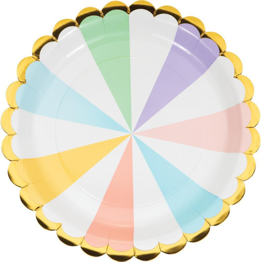 Papptallerken Pastellfarger 23cm 8 stk