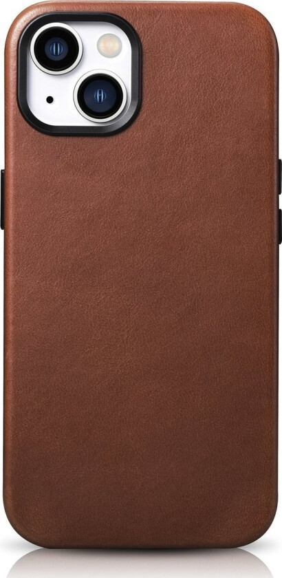 iCarer Oil Wax Premium Leather Case magnetisk lærveske for iPhone 14 Plus med MagSafe brun (WMI14220703-RB)