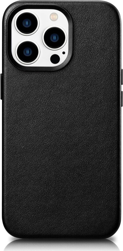 iCarer Case Skinndeksel naturlig skinnveske til iPhone 14 Pro Max svart (WMI14220708-BK) (kompatibel med MagSafe)
