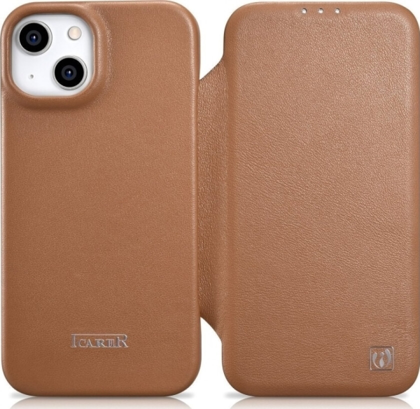 iCarer CE Premium Leather Folio Case iPhone 14 Plus Leather Flip Case Magnetic MagSafe Brown (WMI14220715-BN)
