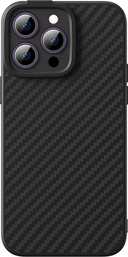 Pansret iPhone 14 Pro Max-deksel kompatibel med MagSafe Baseus syntetisk fiber herdet glass - svart