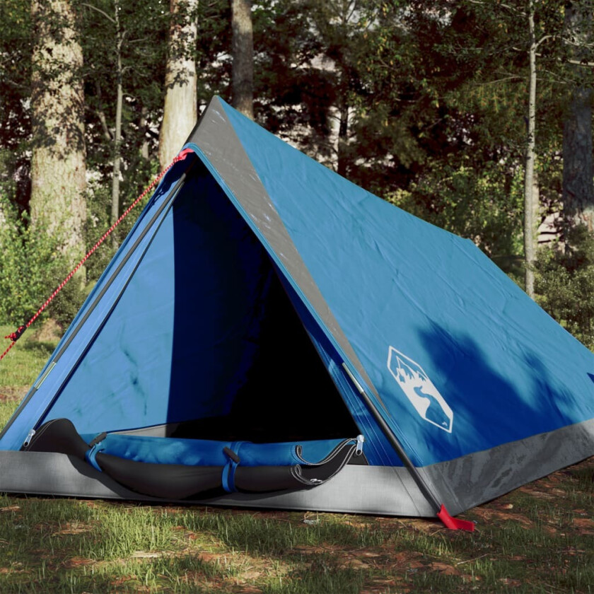 Campingtelt 2 personer blå 200x120x88/62 cm 185T taft