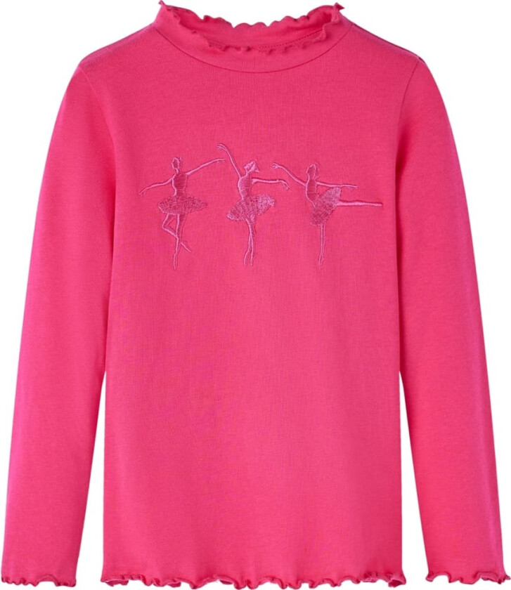 T-skjorte for barn med lange ermer knallrosa 104