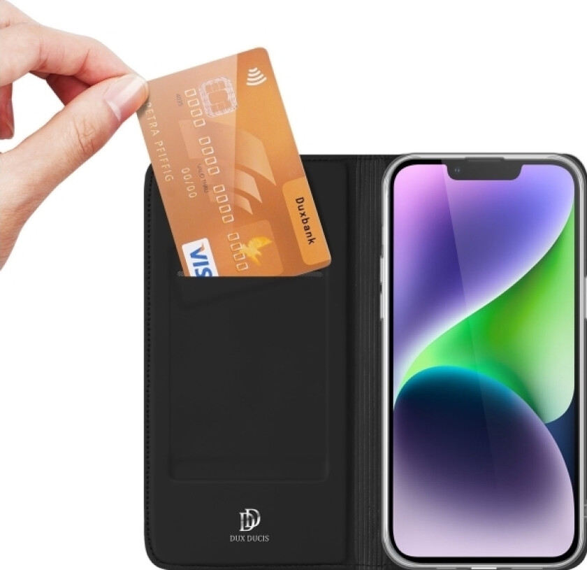 Mobilveske med kortspor Dux Ducis iPhone 15 Plus Wallet Skin Pro, svart