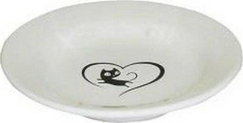 Yarro International YARRO CERIN KATTESKÅL MED HJERTE, HVIT 15,5 x 3 CM