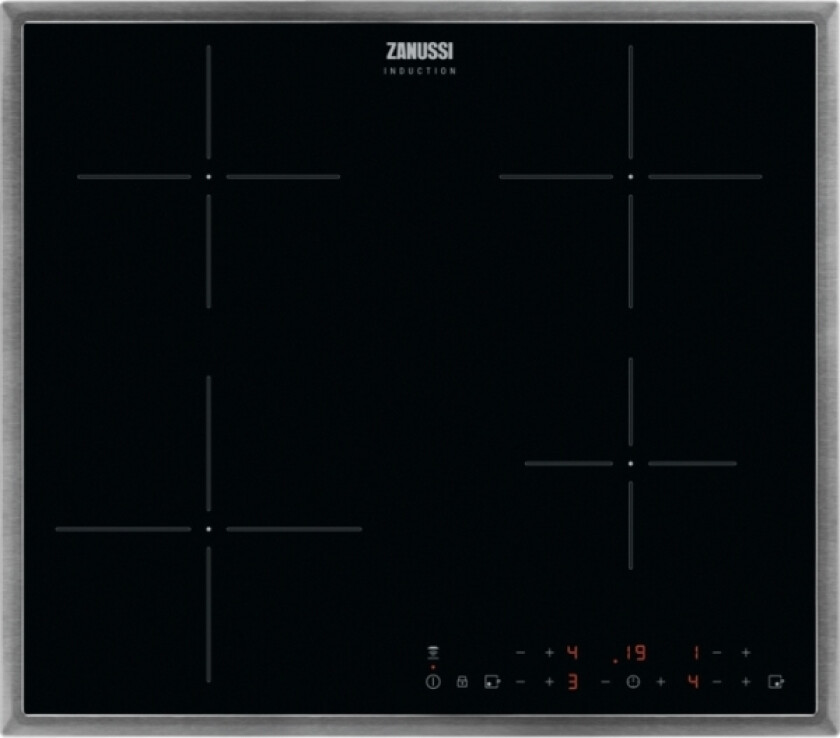 ZITN643X, Sort, Benkeplate, 60 cm, Sonebasert induksjon, Glass, 4 zone(s)