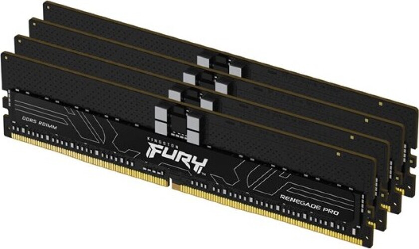 FURY Renegade Pro - DDR5 - sett - 128 GB: 4 x 32 GB - DIMM 288-pin - 5600 MHz / PC5-44800 - CL28 - 1.35 V - registrert - on-die ECC - svart