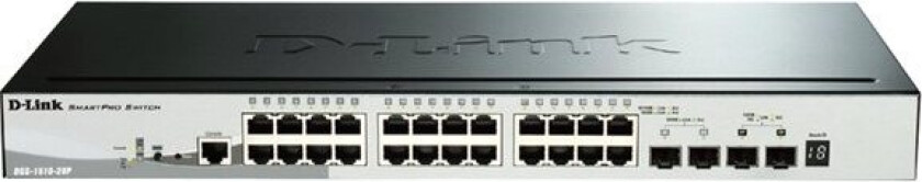 SmartPro DGS-1510-28P - Switch - L3 - Styrt - 24 x 10/100/1000 (PoE+) + 2 x Gigabit SFP + 2 x 10 Gigabit SFP+ - stasjonær, rackmonterbar - PoE+ (193 W)