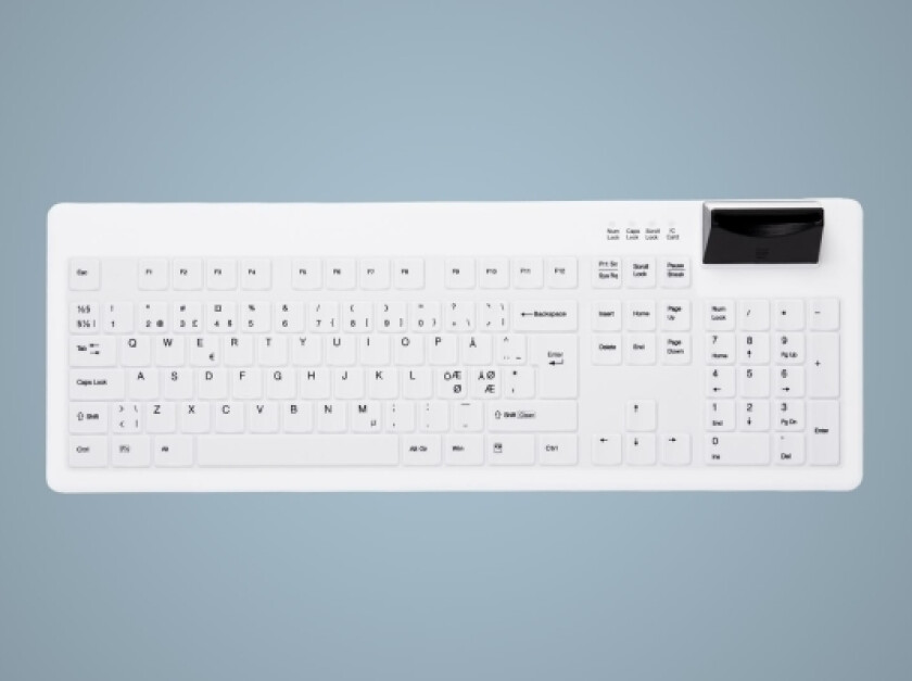 Active Key AK-C8200F - keyboard - hygiene - with smart ID card reader - QWERTY - Nordic - black / white Input Device - Tastatur - Nordisk - Hvit