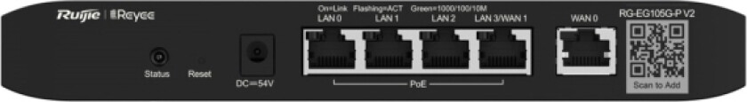 Ruijie Networks RG-EG105G-PV2 kabelforbundet router Gigabit Ethernet Sort