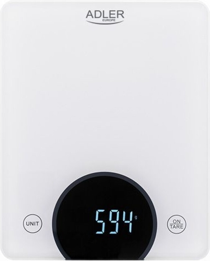 AD 3173W, Elektronisk kjøkkenvekt, 10 kg, 1 g, Hvit, Glass, Innebygget