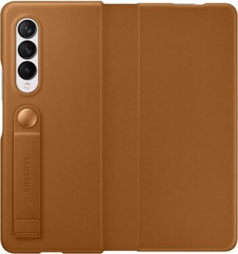 Galaxy Z Fold 3 Leather Flip Cover - Camel