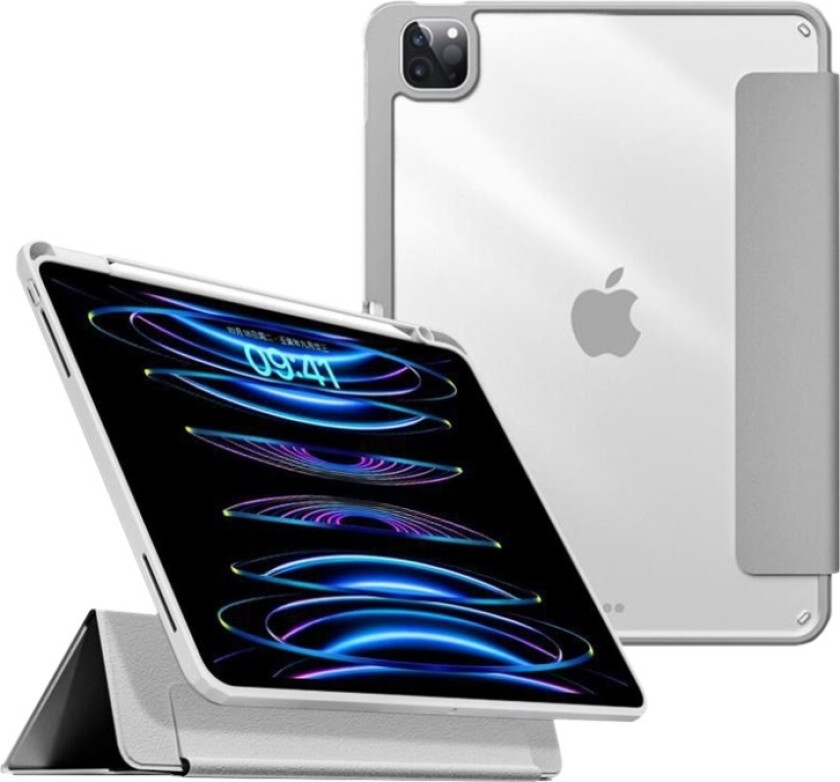 Boston - Lommebok for nettbrett - polyuretan, polykarbonat, termoplast-polyuretan (TPU) - grå, blank - for Apple 12.9-inch iPad Pro (5. generasjon, 6. generasjon)