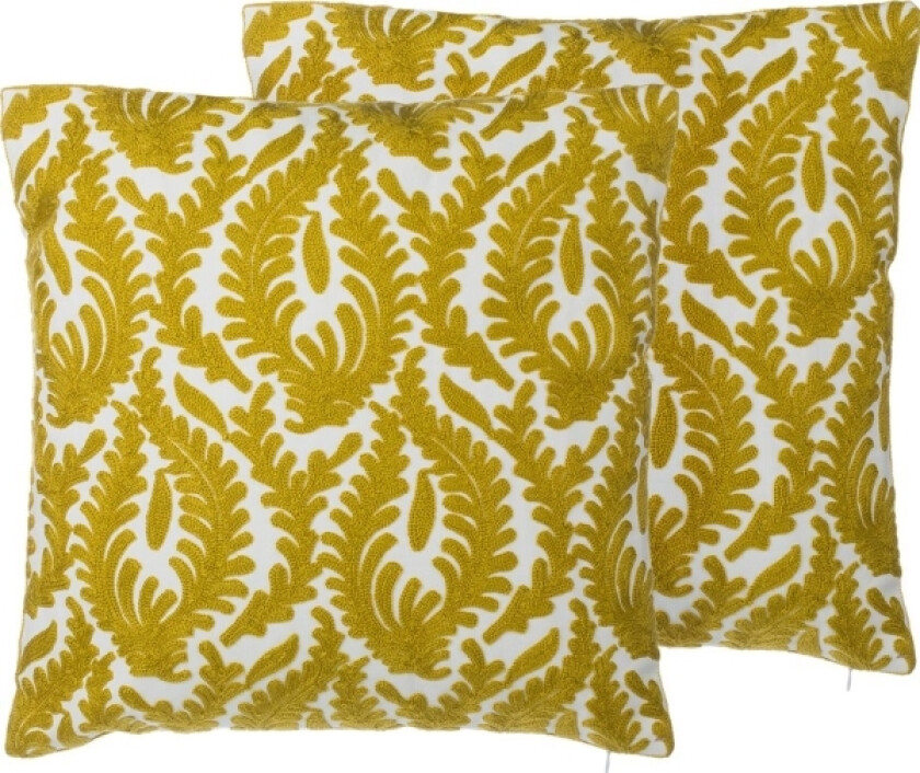 2 broderte pynteputer 45 x 45 cm gul PRIMULA