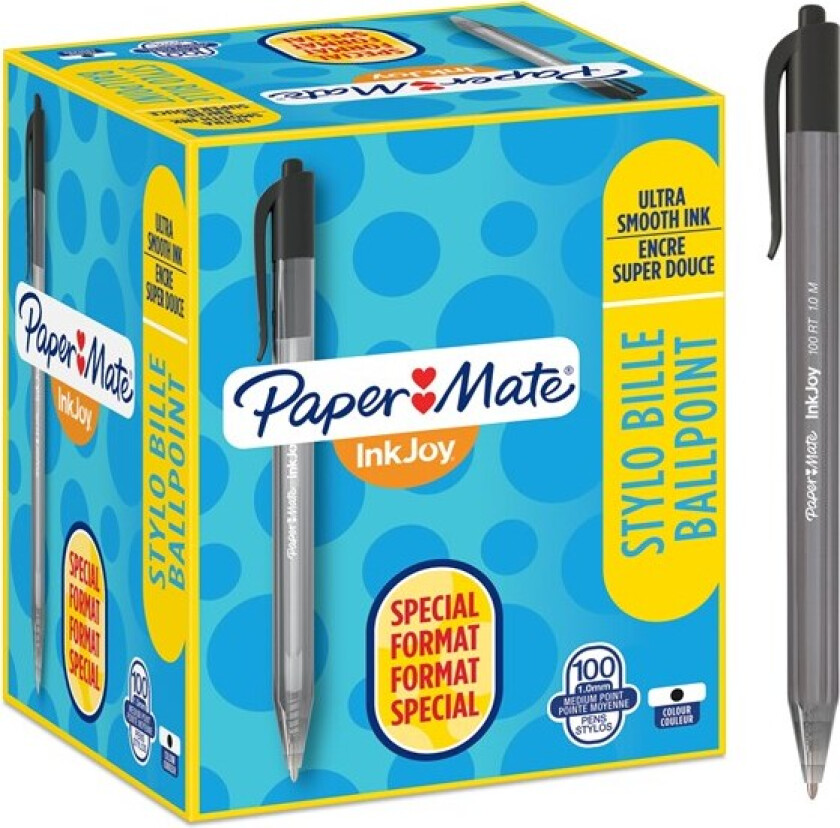 Bilde av Paper Mate InkJoy 100RT Retractable Ballpoint Pens | Medium Point (1.0mm) | Black | 100 Count