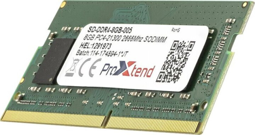 - DDR4 - modul - 8 GB - SO DIMM 260-pin - 2666 MHz / PC4-21300 - CL19 - 1.2 V - ikke-bufret - ikke-ECC