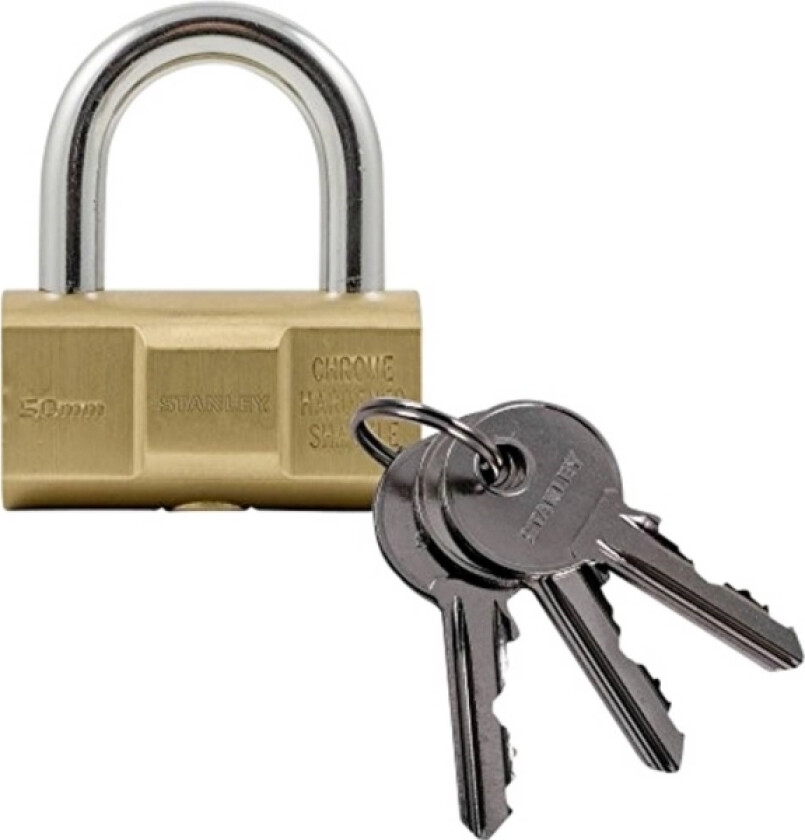 Stanley Padlock 50mm, brass barrel, anti-lock pin for ext.