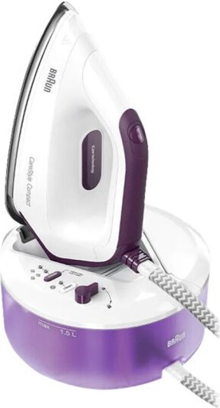 CareStyle Compact IS 2144 - Dampstrykejern med automatisk slukking - såleplate: EloxalPlus FreeGlide 3D - 2400 W - hvit/purpur