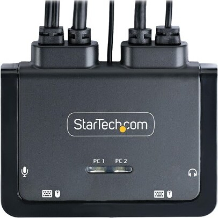 2-Port Hybrid USB-C DisplayPort Cable KVM Switch 4K 60Hz Compact KVM with 6ft/1.8m USB-A/DisplayPort/Audio & 4ft/1.2m USB-C Integrated Host Cables Bus Powered