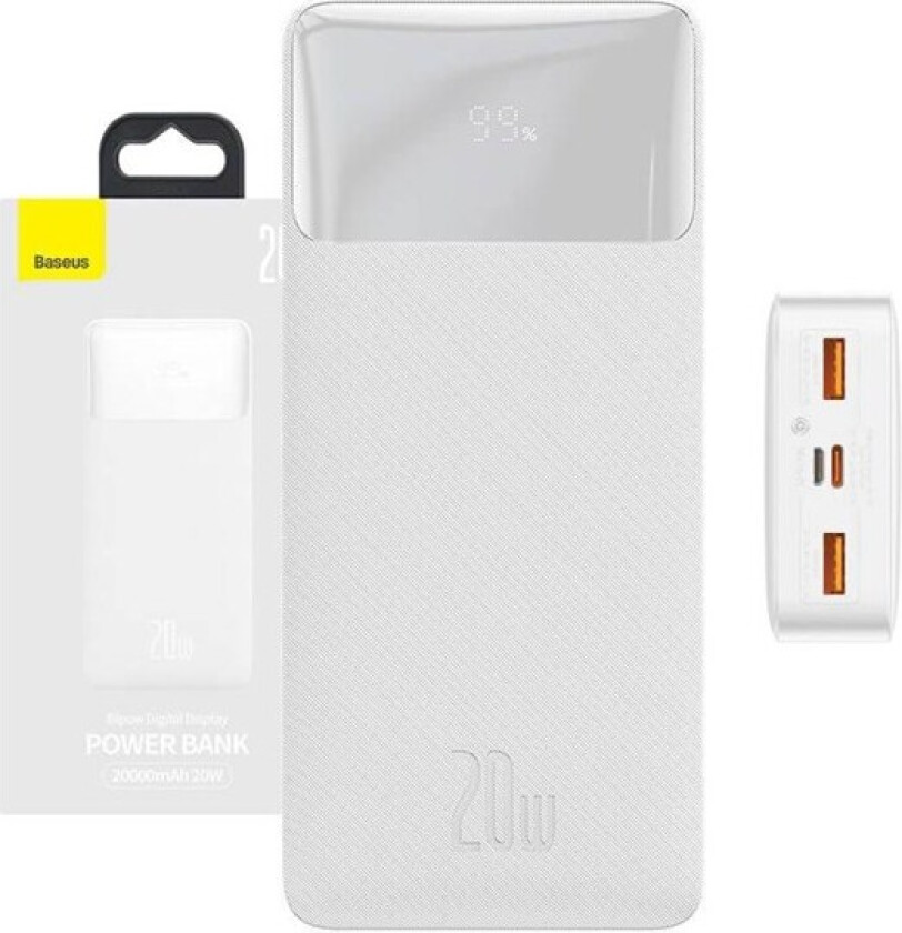 Bipow 20000mAh 20W - White Nødlader - Hvit - 20000 mAh