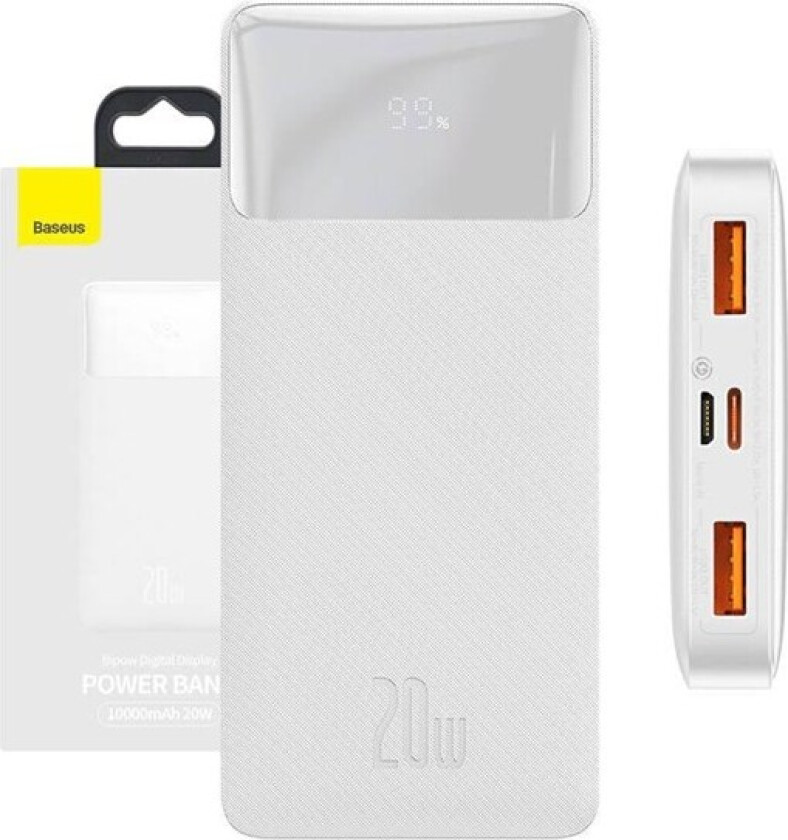 Bipow 10000mAh 20W - White Nødlader - Hvit - 10000 mAh