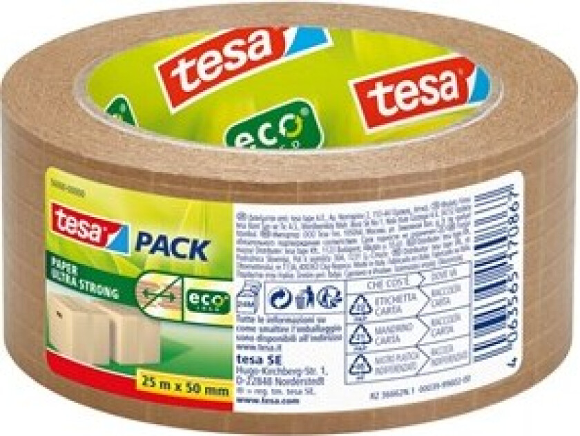 pack Paper Ultra Strong Packaging Tape ecoLogo 25m x 50mm Brown