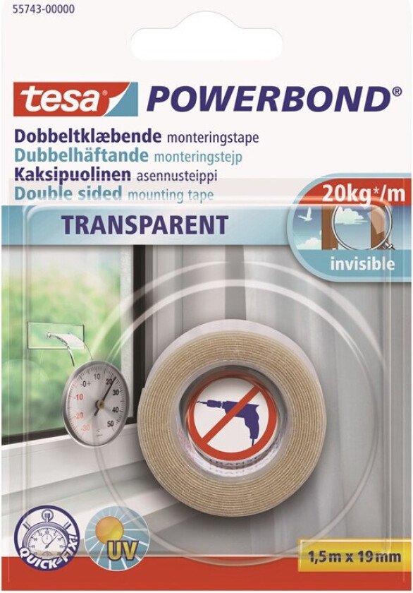 Powerbond Mounting Tape Transparent 1.5m x 19mm