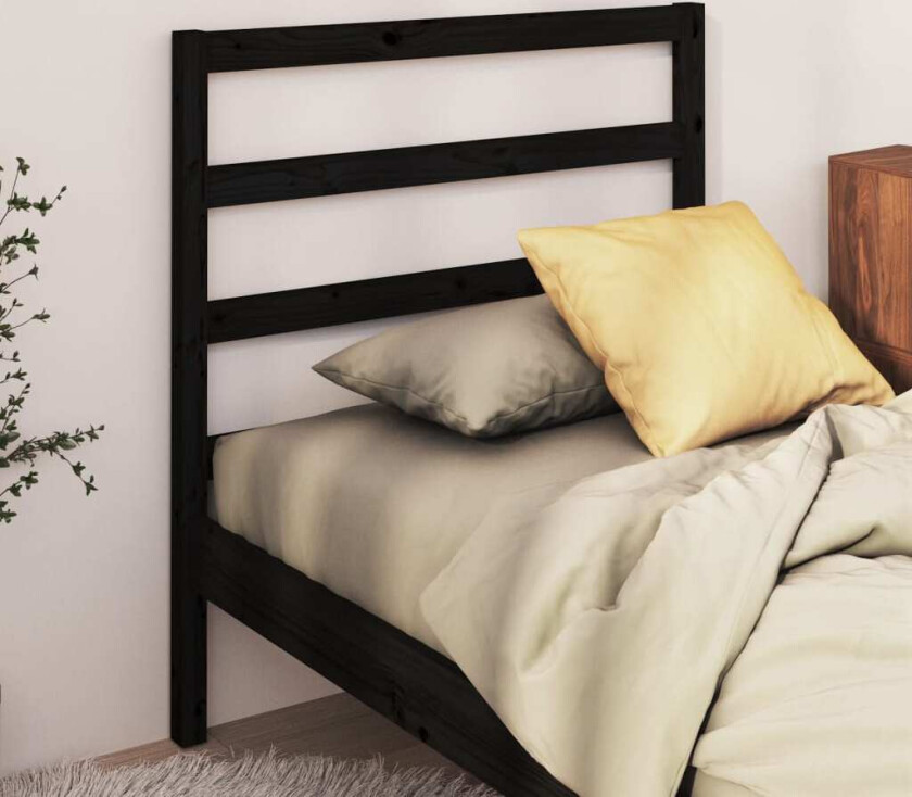 Sengegavl svart 95x4x100 cm heltre furu