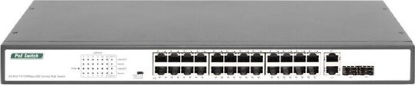 DN-95343 24 Port Fast Ethernet PoE Switch 19 Inch Unmanaged 2 Uplinks