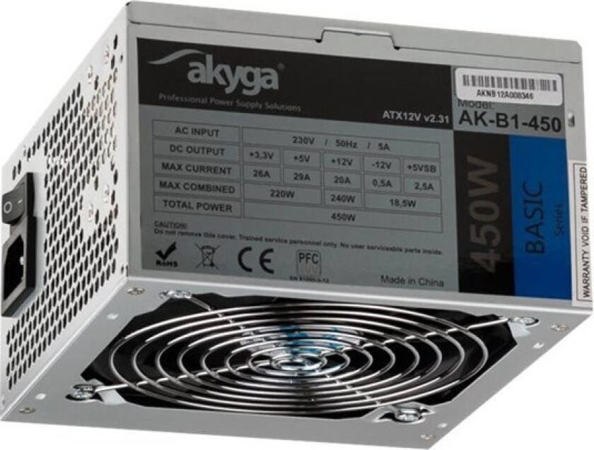 Basic Series Strømforsyning (PSU) - 450 Watt - 120 mm - 80 Plus