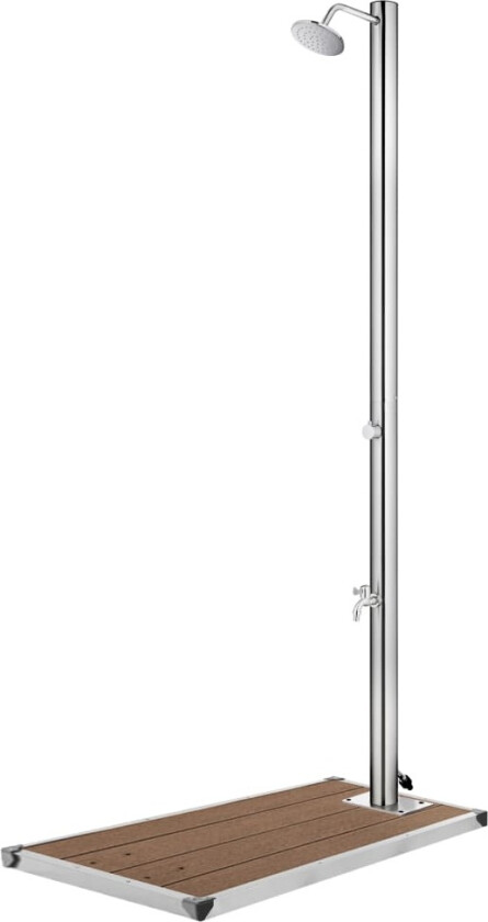 Hagedusj med brunt dusjbrett 220 cm rustfritt stål