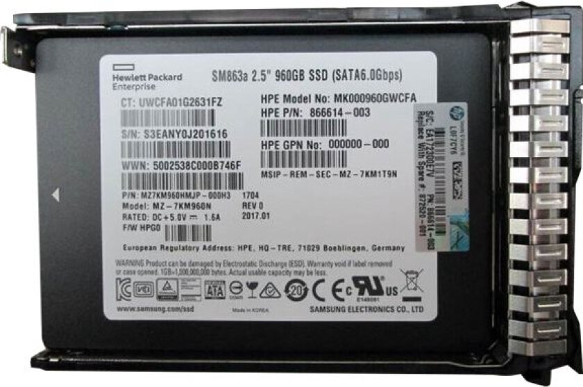 E Mixed Use-3 - SSD - 960 GB - hot-swap - 2.5 SFF - SATA 6Gb/s - med SmartDrive-holder