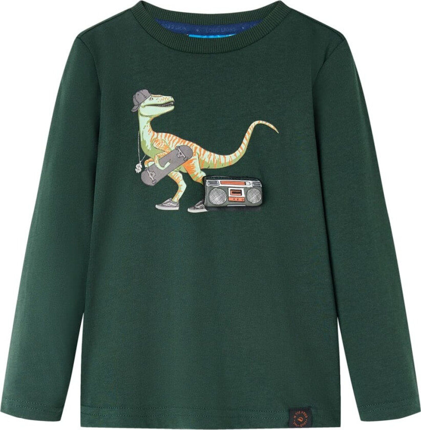 T-skjorte for barn med lange ermer mørkegrønn 92