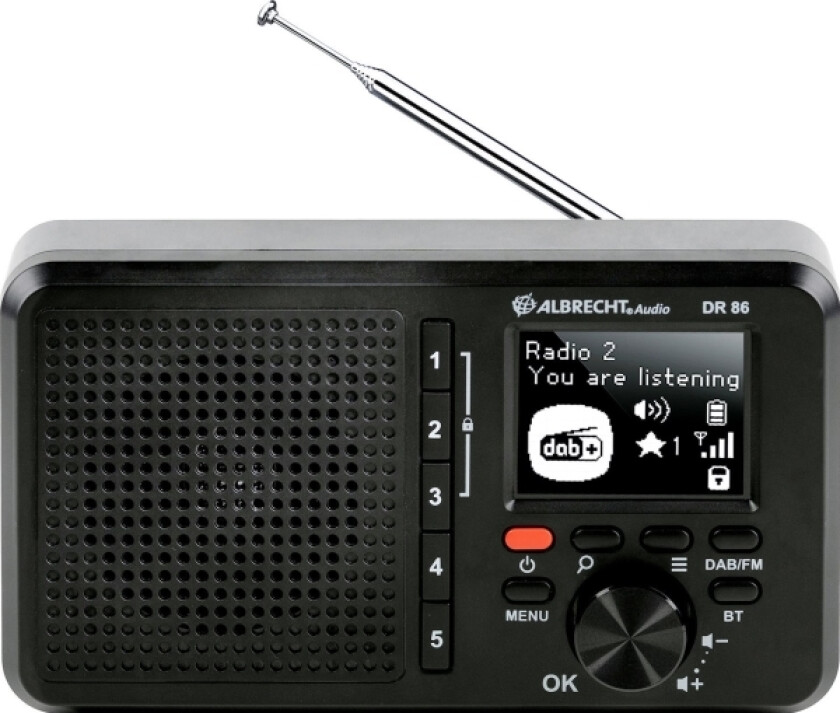Albrecht DR 86, Personlig, Digitalt, DAB+, FM, 87,5 - 108 MHz, 174 - 240 MHz, LCD