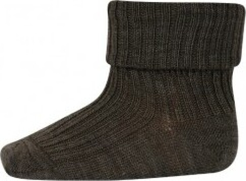 MP 589 Ull Rib Baby Sokker Brown Melange str. 15-16