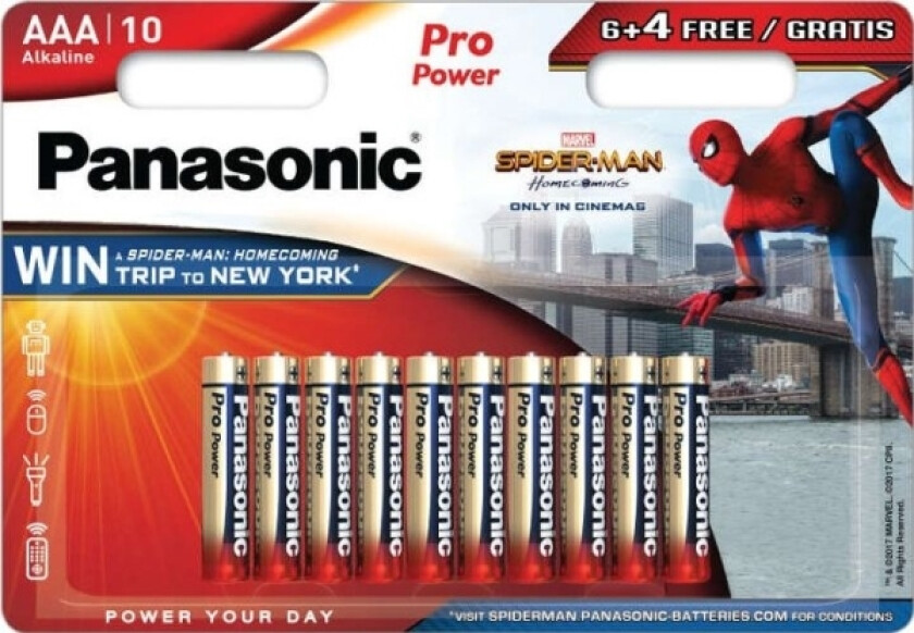 Pro Power AAA 6+4, Engangsbatteri, AAA, Alkalinsk, 1,5 V, 10 stykker, Sort, Gull, Rød