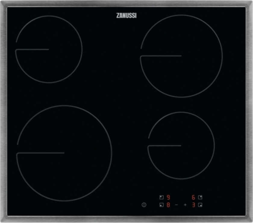ZHRN641X, Sort, Innebygget, 60 cm, Keramisk, Glass-keramikk, 4 zone(s)