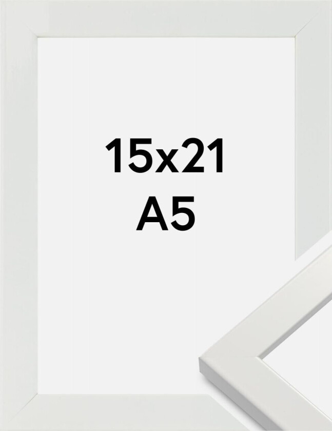 Ramme White Wood Glossy 15x21 Cm (A5)