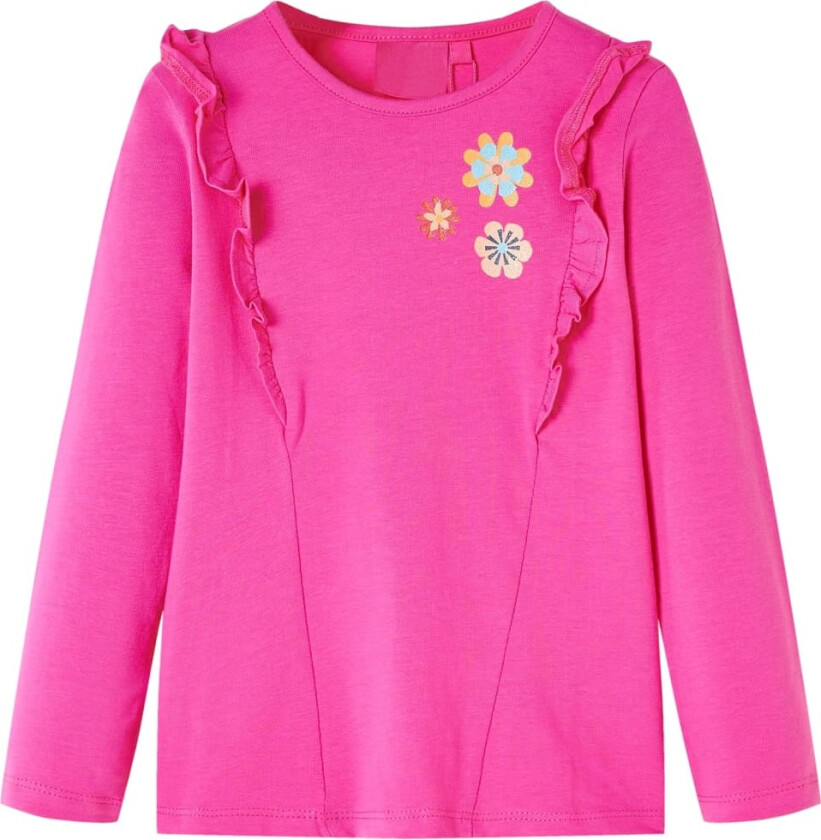 T-skjorte for barn med lange ermer mørkerosa 116